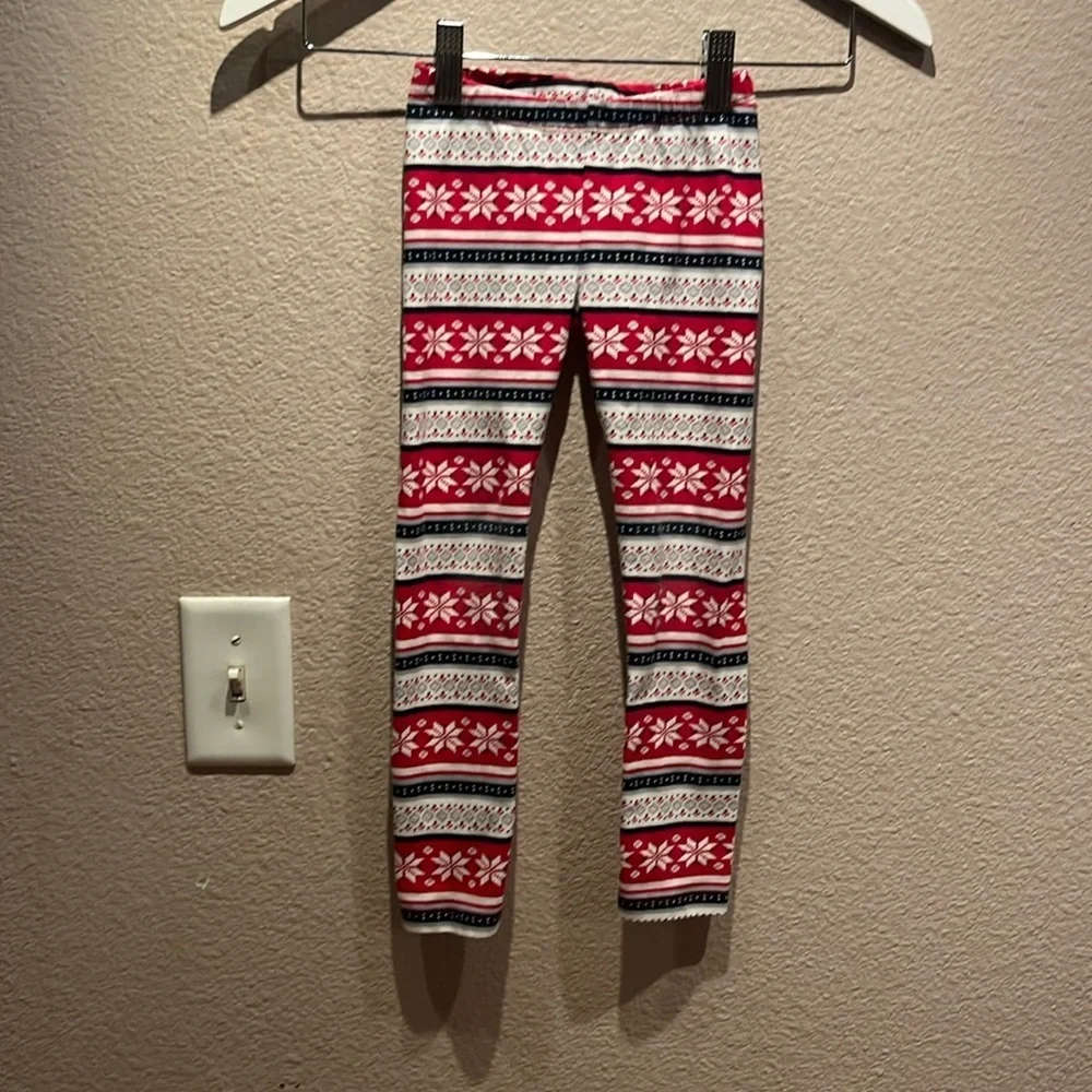 Gymboree Girl’s Holiday Print Christmas Snowflake leggings size 4T Fair Isle